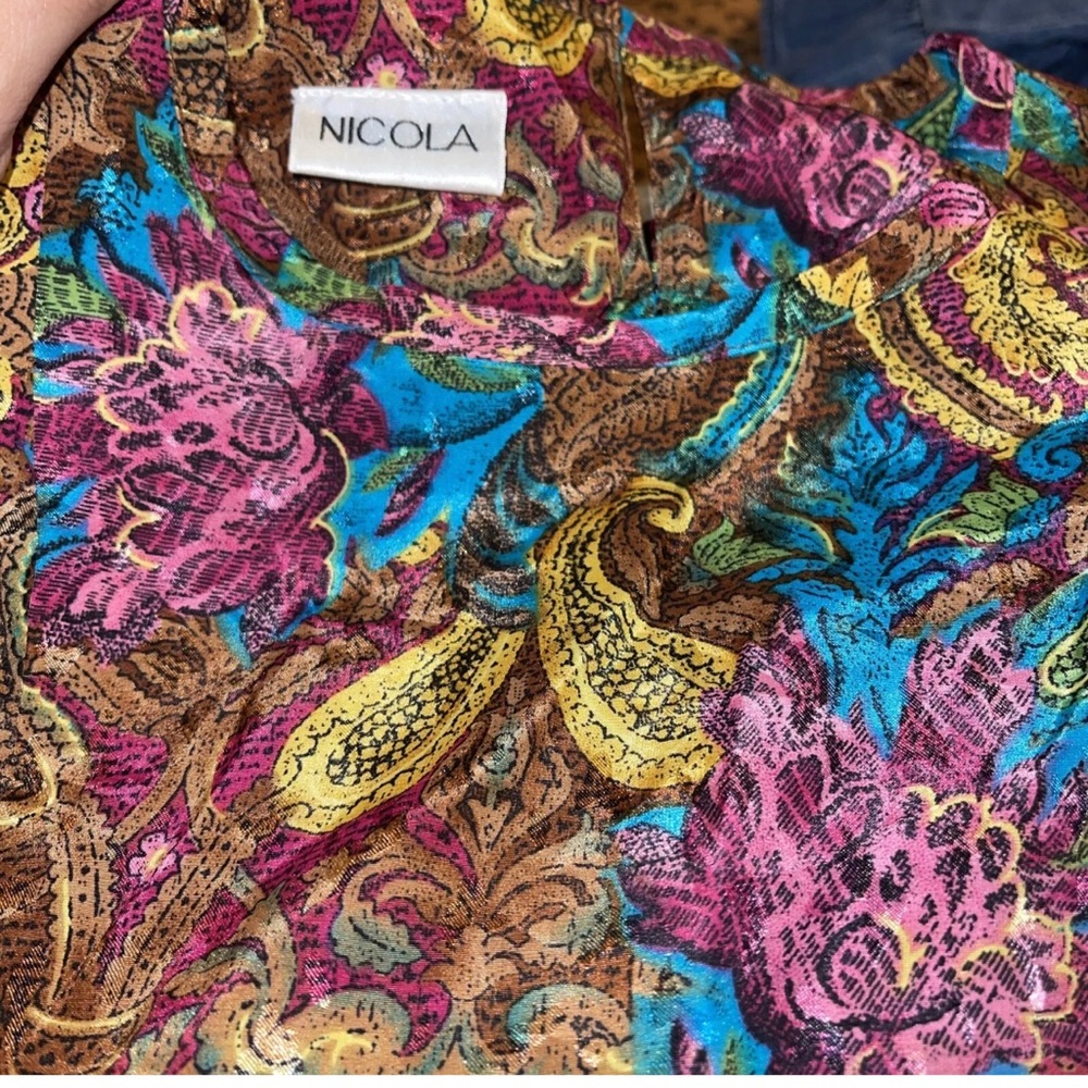 Vintage Nicola Blouse Size 6 Made in USA Multicolor